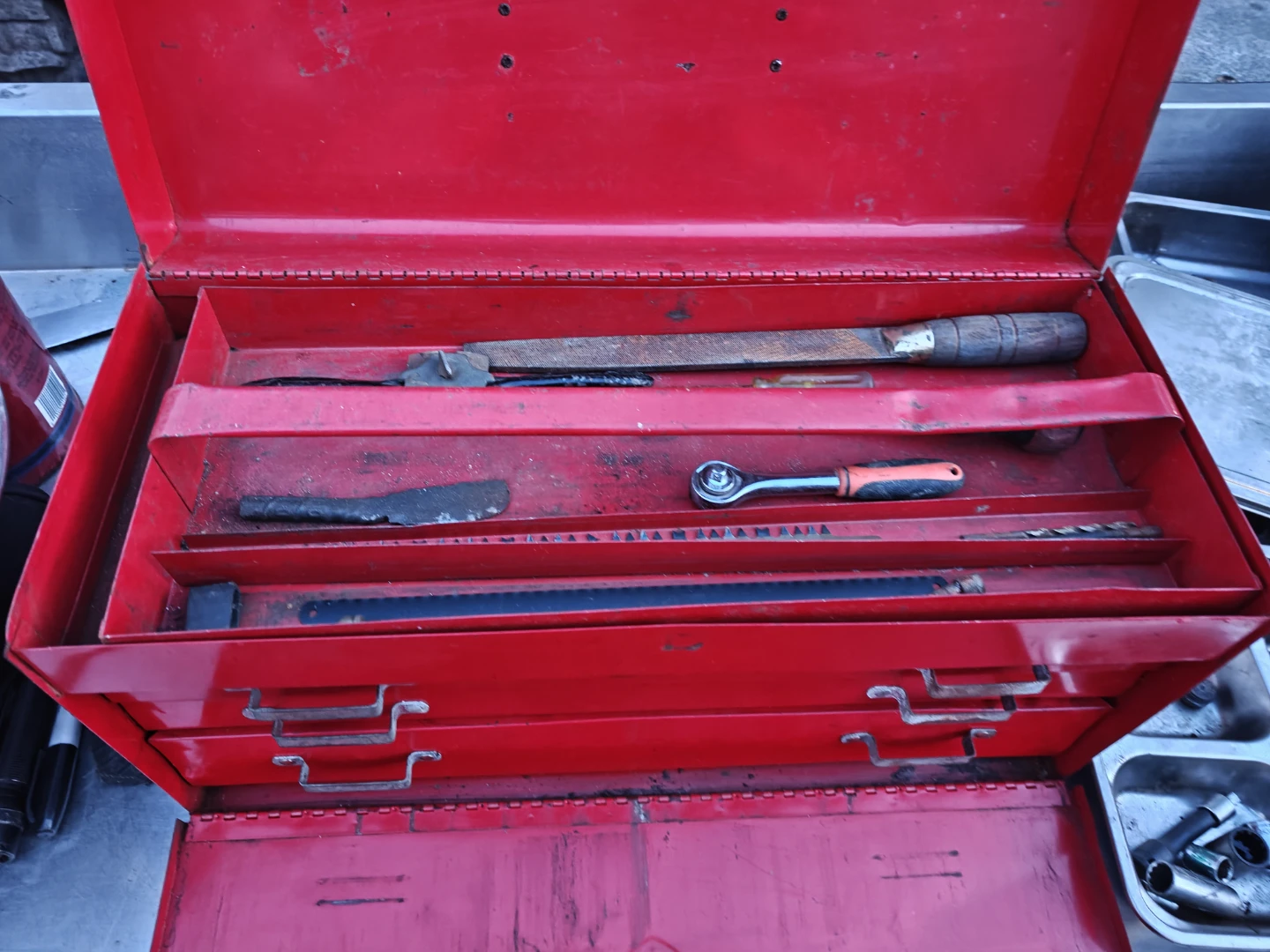 Red "Best" Tool Box with Assorted Tools - photo 3