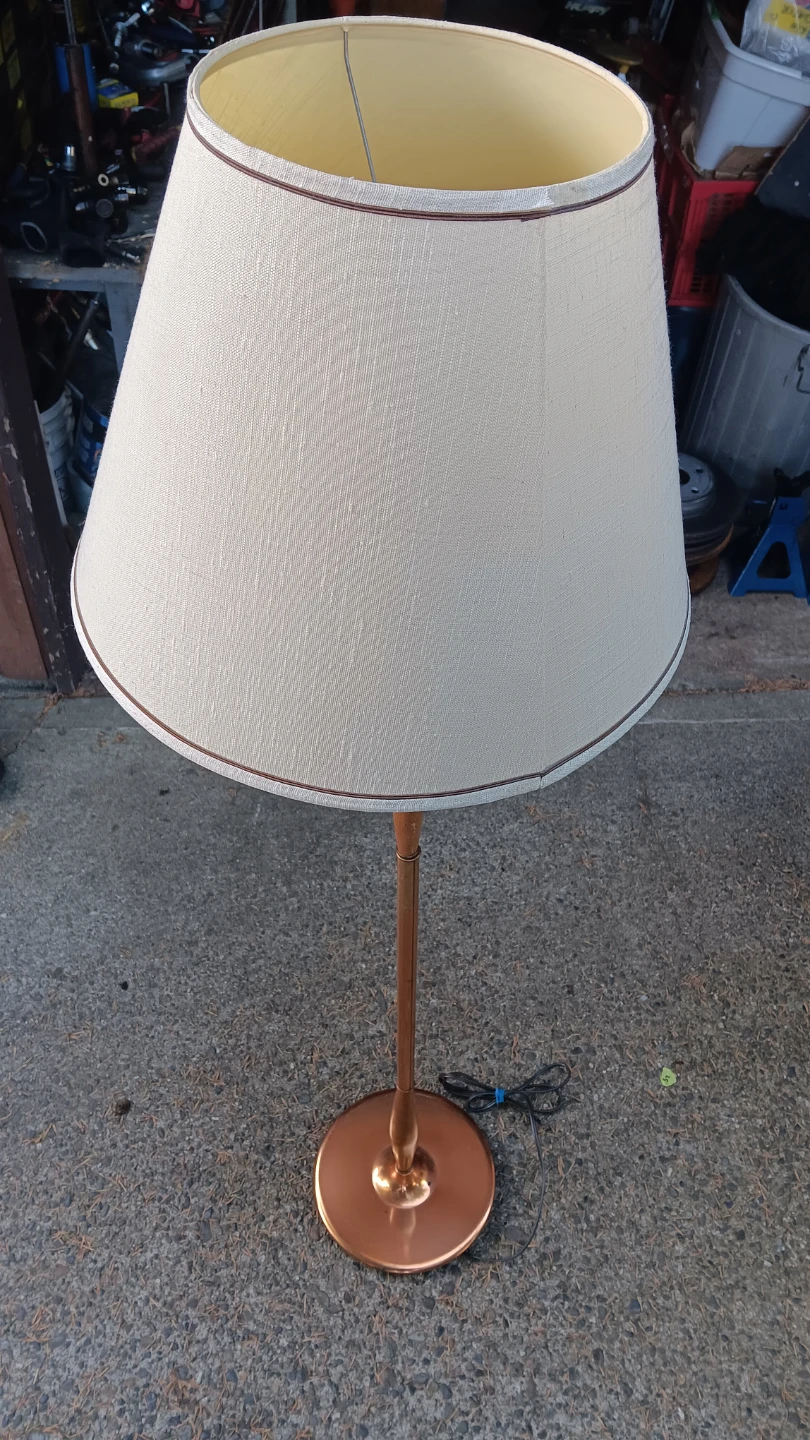 Vintage Copper Floor Lamp with Wood Accent