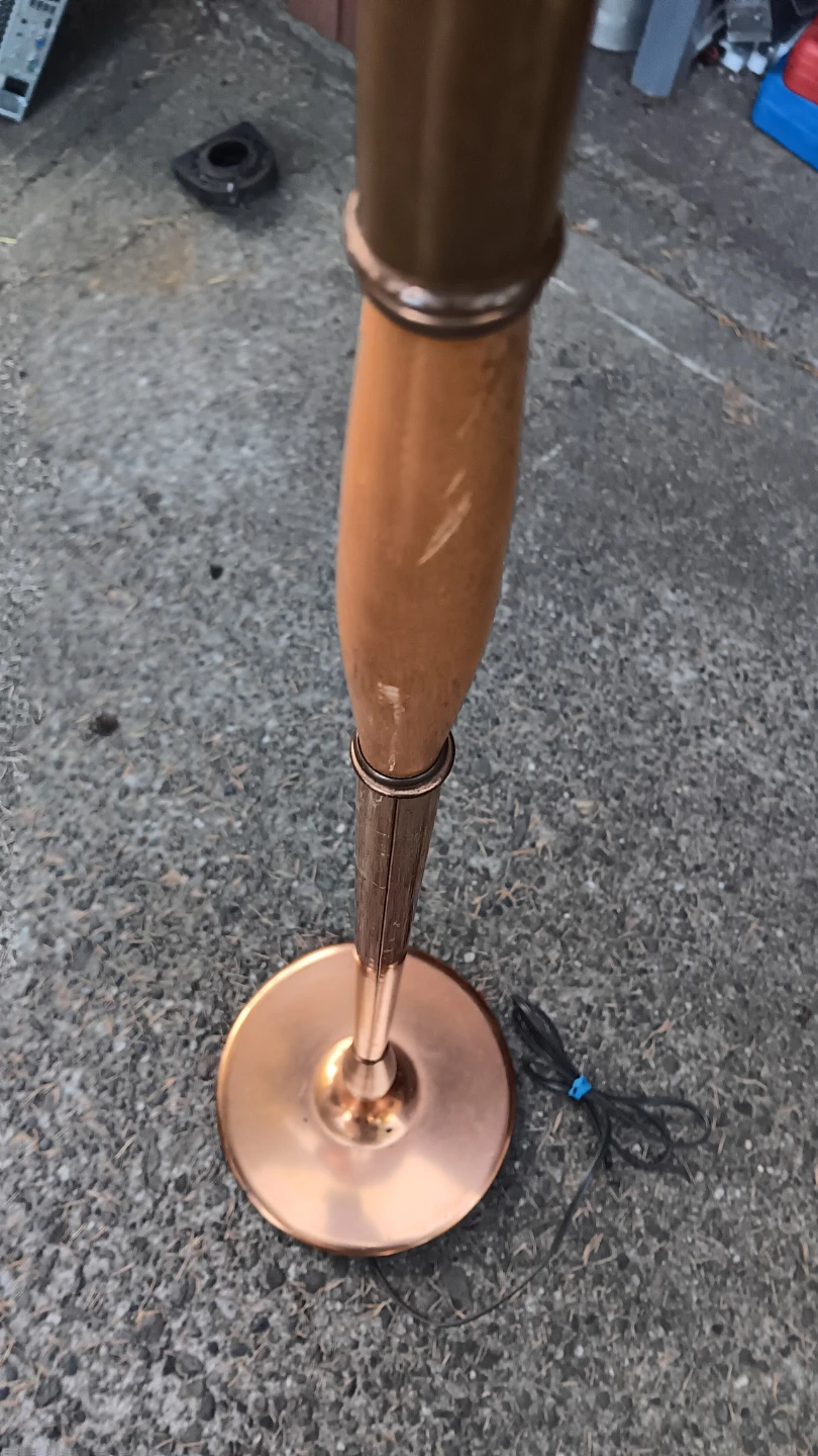 Vintage Copper Floor Lamp with Wood Accent - photo 4