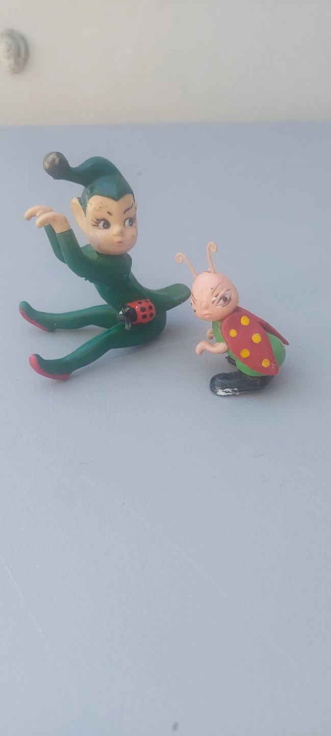 Vintage Elf and Ladybug Figurines