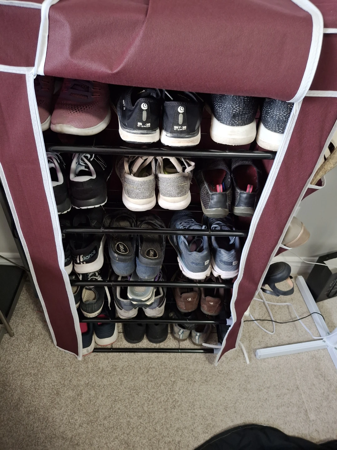 Maroon 5-Tier Fabric Shoe Rack Organizer - photo 2
