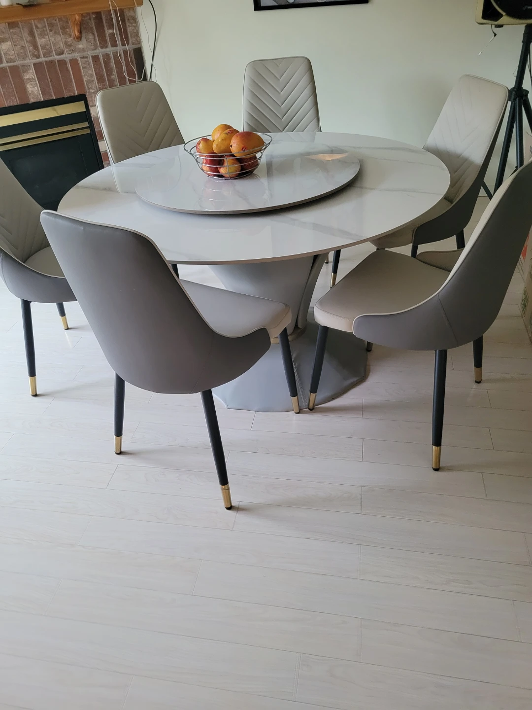 Modern Dining Table Set with Lazy Susan