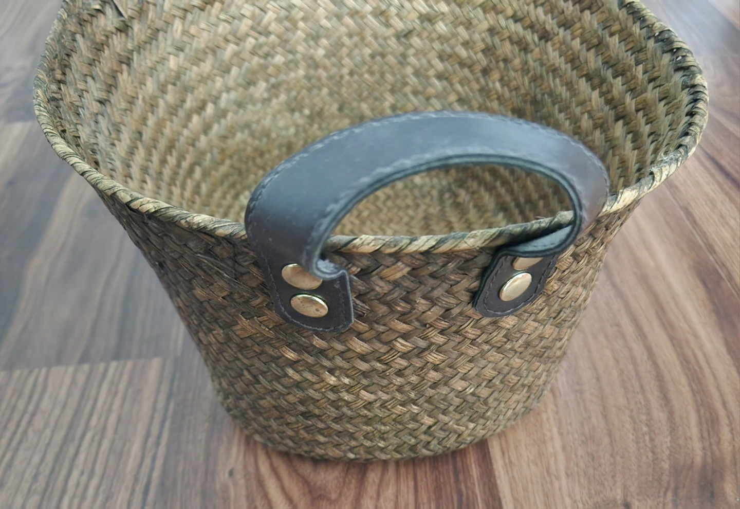 ⚽️ Woven Straw Basket with Leather Handles - photo 2