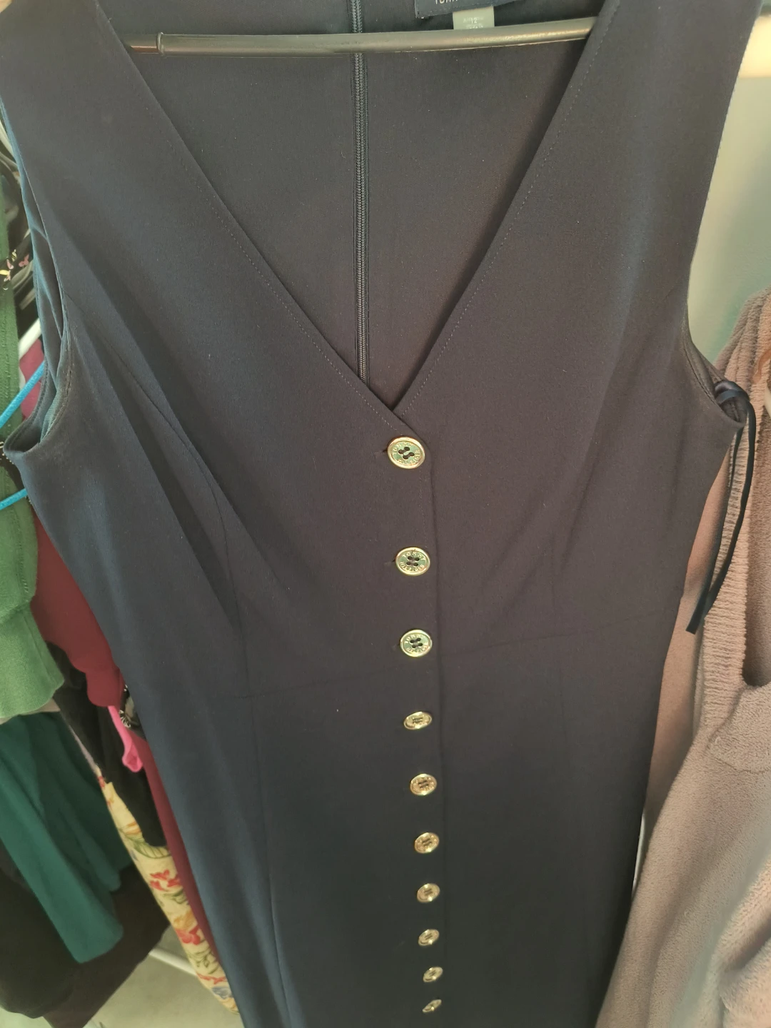 Tommy Hilfiger Navy Button-Front Sleeveless Dress - Size 12
