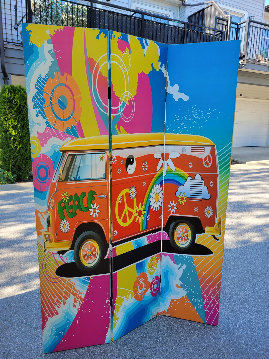 Retro VW Van & Beetle 3-Panel Room Divider – Double Sided!