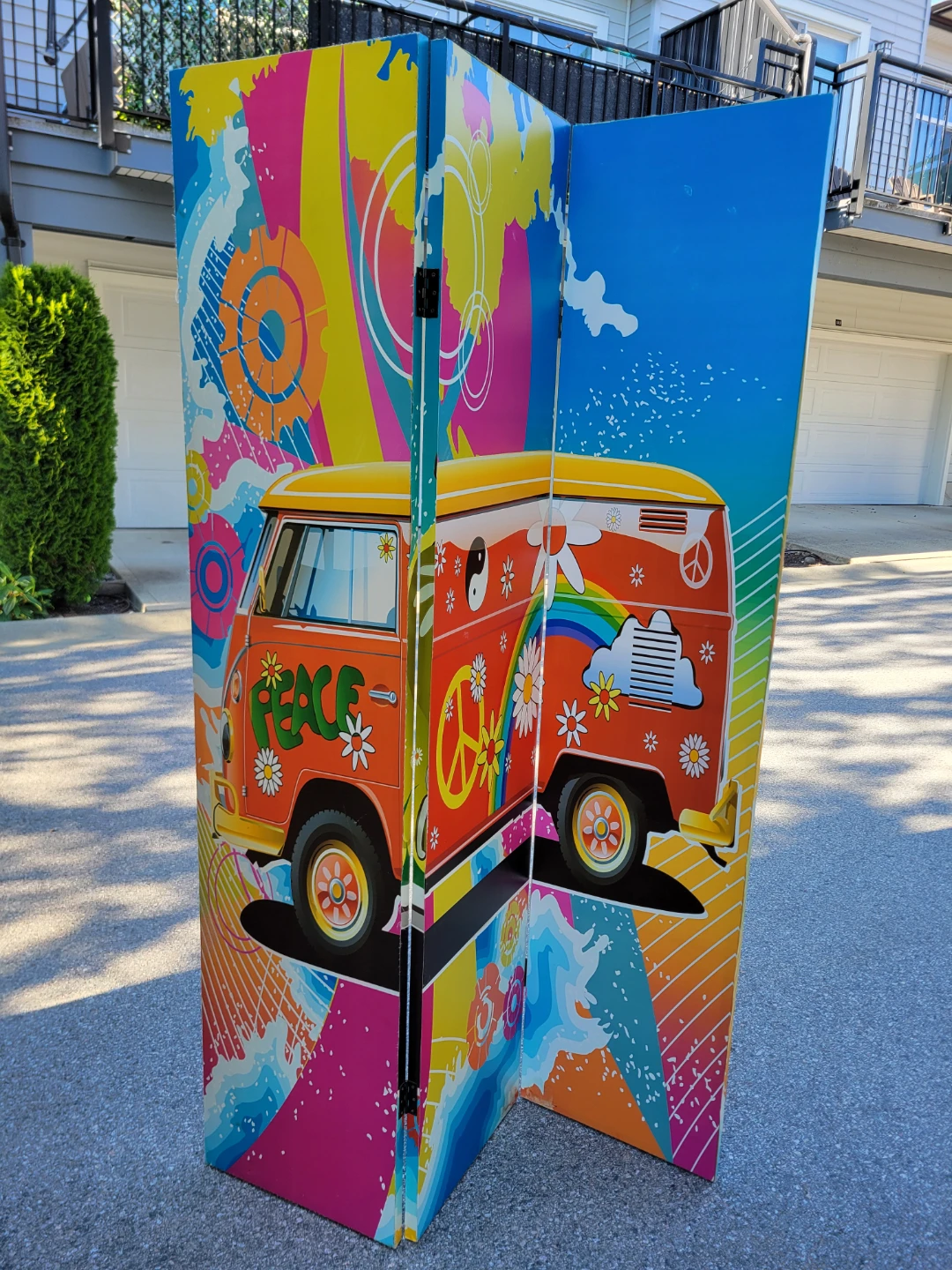 Retro VW Van & Beetle 3-Panel Room Divider – Double Sided! - photo 3