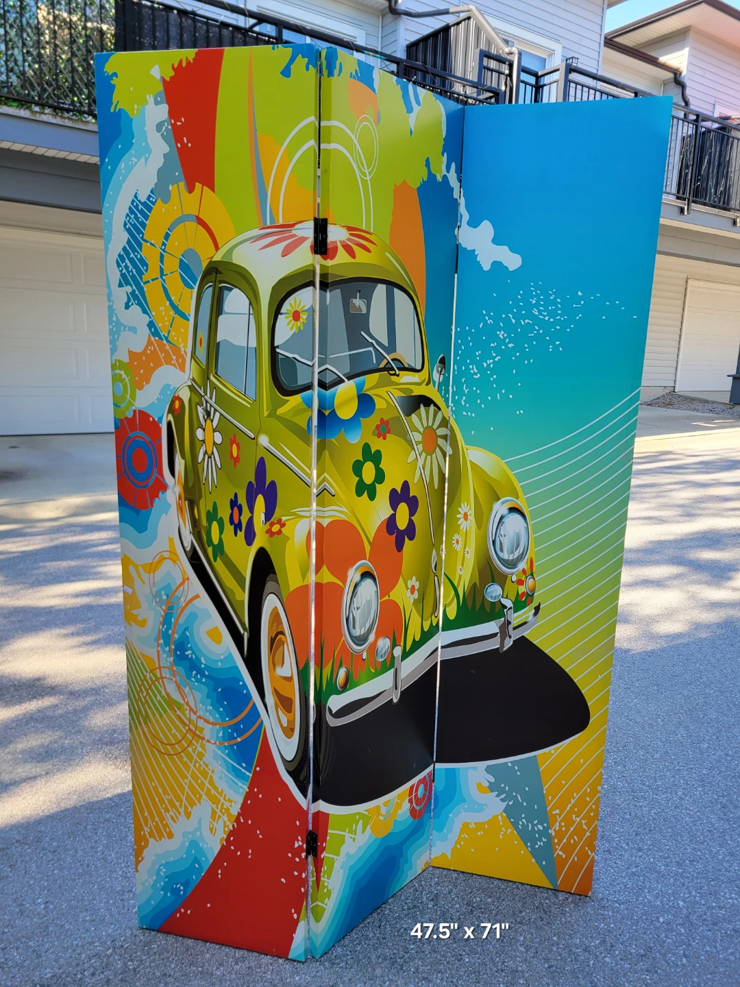 Retro VW Van & Beetle 3-Panel Room Divider – Double Sided! - photo 4