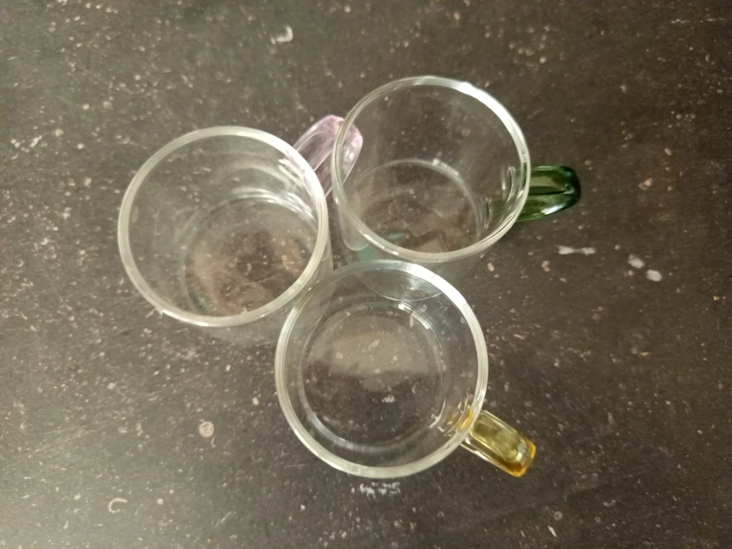 Set of 3 Glass Cups with Coloured Handles - photo 2