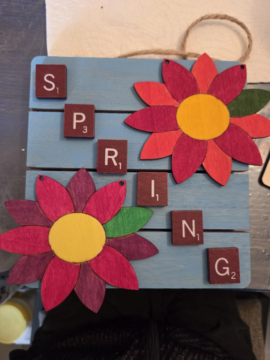 Wooden "SPRING" Sign with Flowers