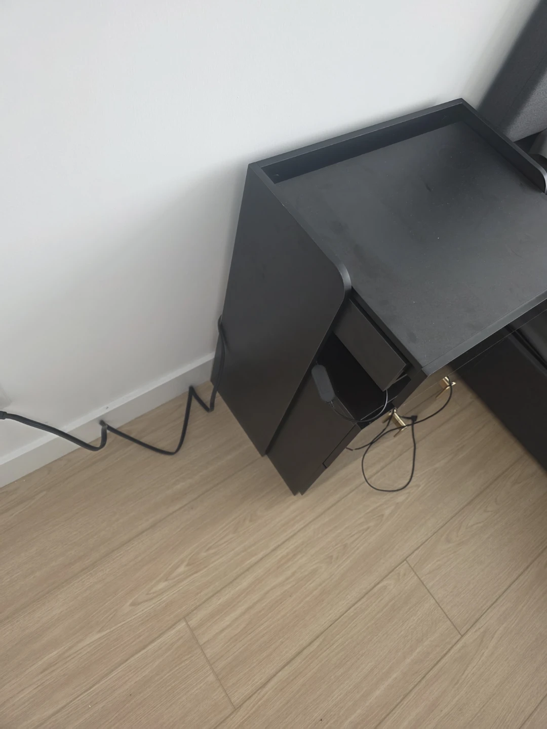 Black Nightstand with 3 Drawers - photo 3