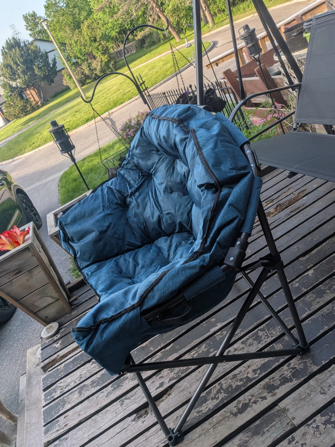Blue Padded Folding Camp Chair with Cup Holder - photo 2