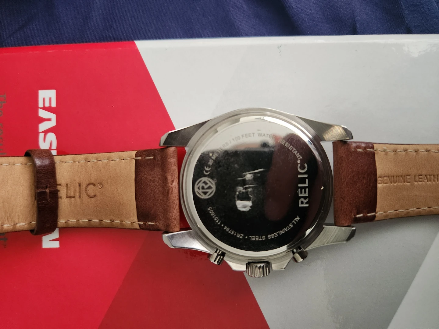 Relic Men's Blue Dual Time Leather Watch - photo 5