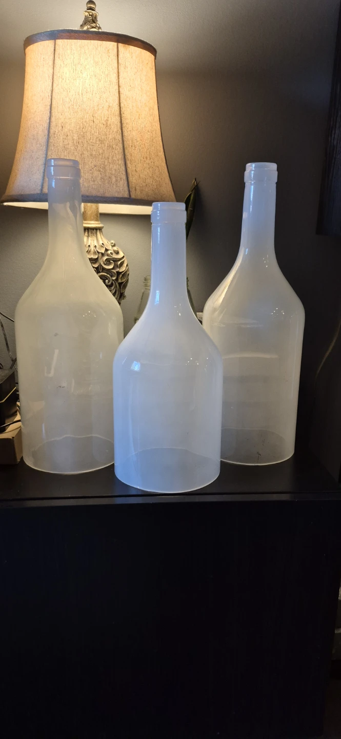 Three Frosted Glass Bottle Vases