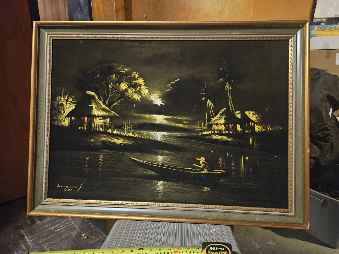 Framed Painting "Night Village Scene" by Tang Loos 1988 - photo 2