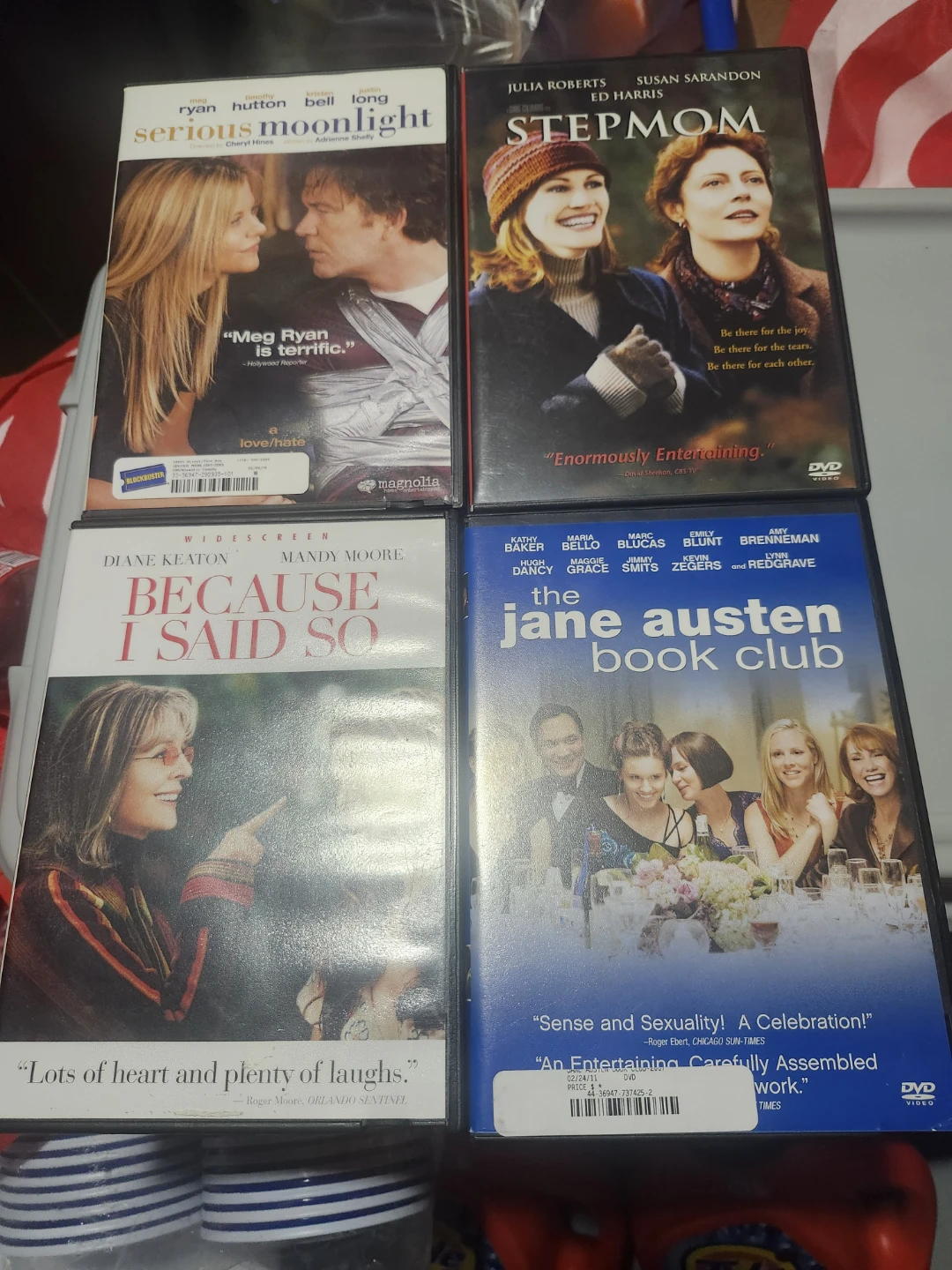 Lot of 4 DVDs: Serious Moonlight, Stepmom, Because I