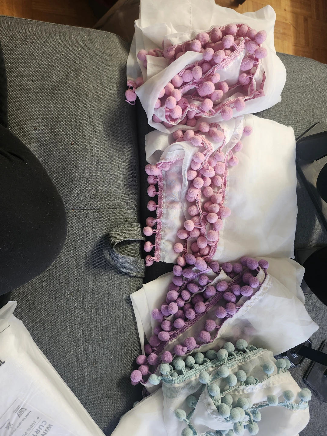 Pom Pom Trim Sheer Curtains - photo 2