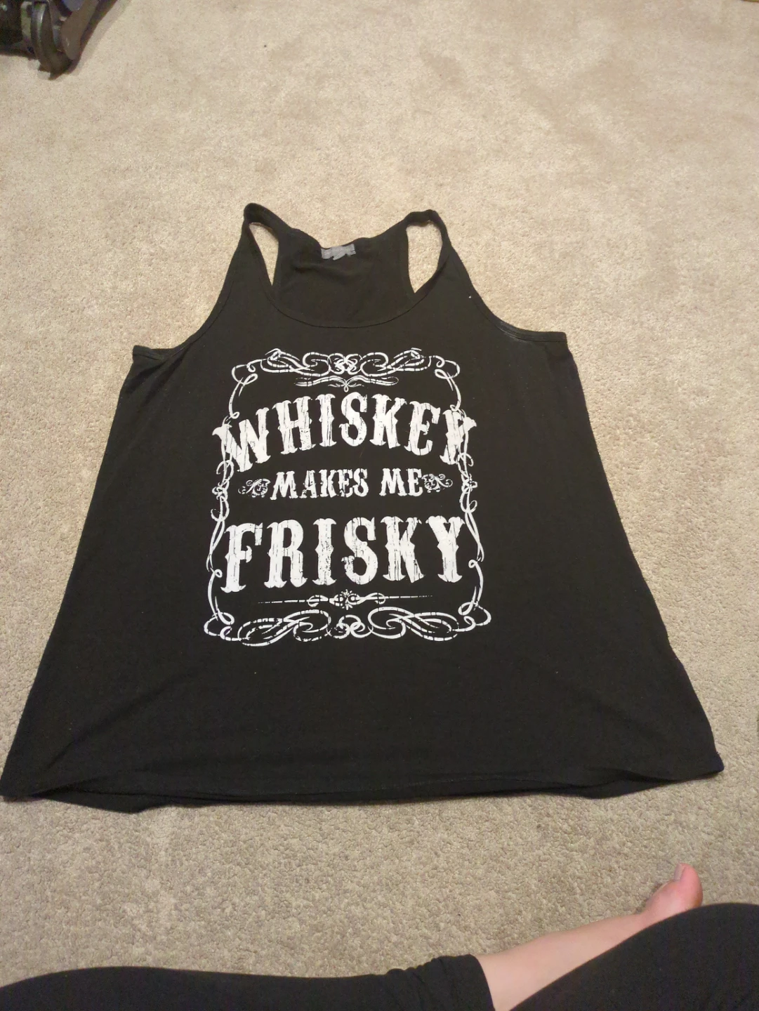 Black "Whiskey Makes Me Frisky" Tank Top XL