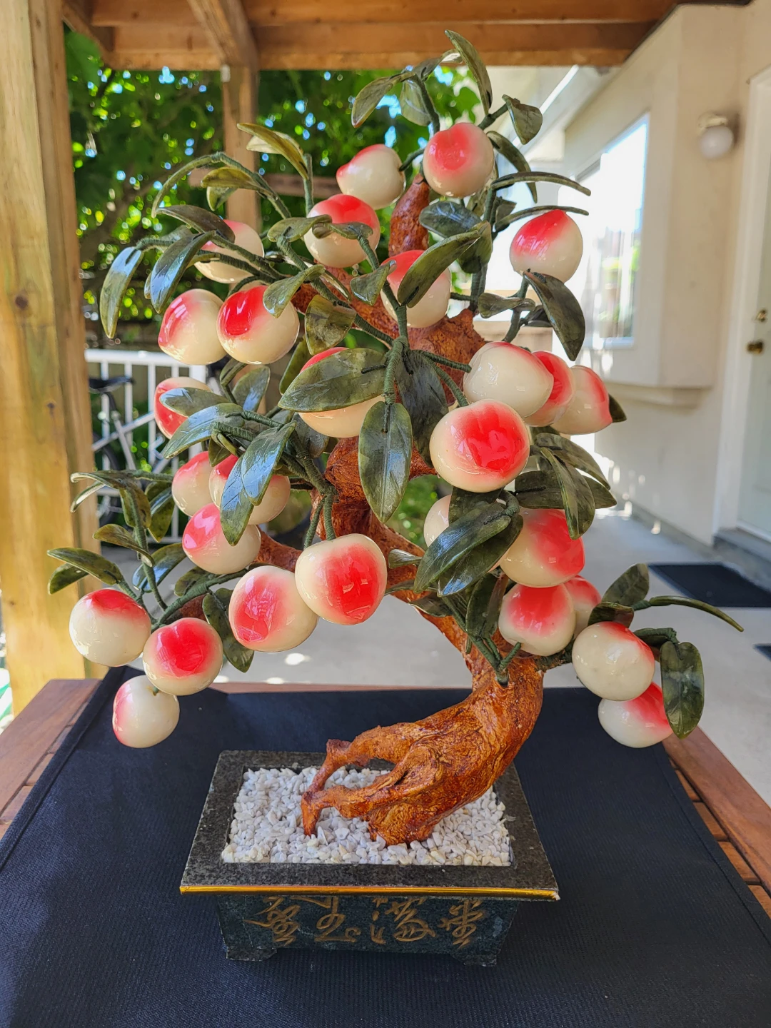 ⚽️ Vintage 23" Chinese Glass Peach Tree Bonsai ⚽️ - photo 2