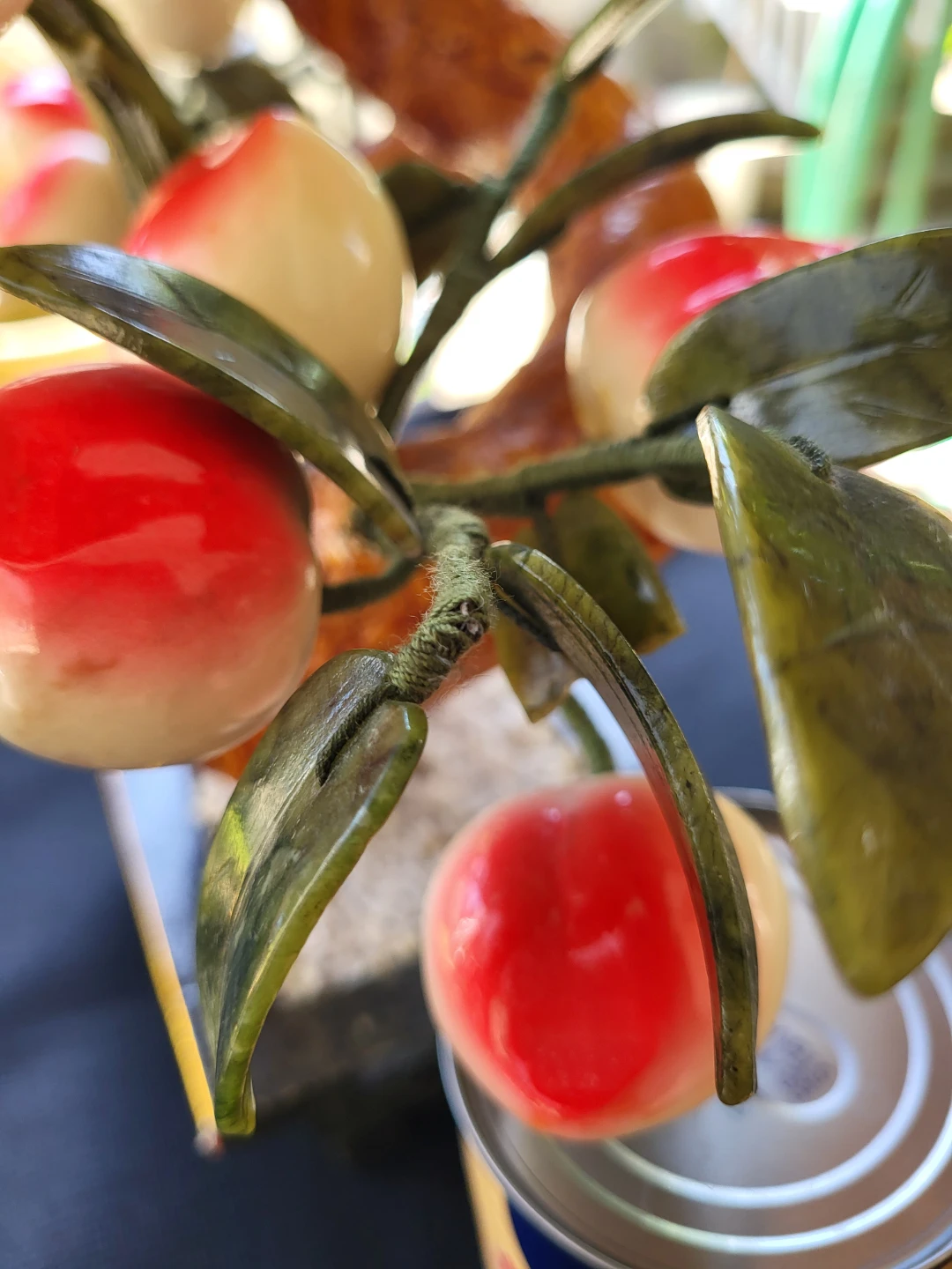 ⚽️ Vintage 23" Chinese Glass Peach Tree Bonsai ⚽️ - photo 5
