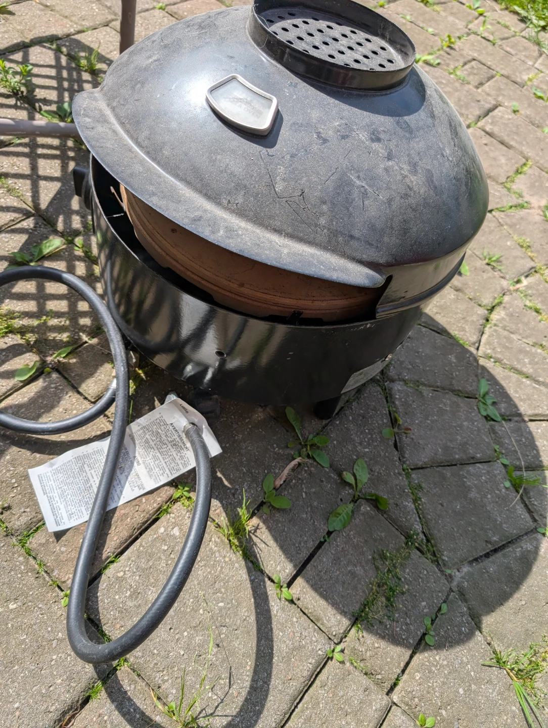 Black Outdoor Pizza Oven with Stone