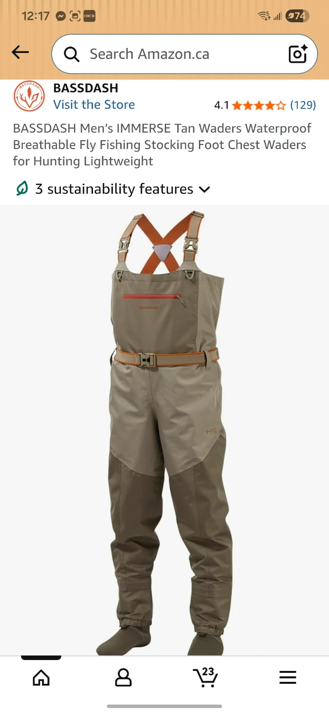 BASS DAH Men's Waders - Large, Stocking Foot