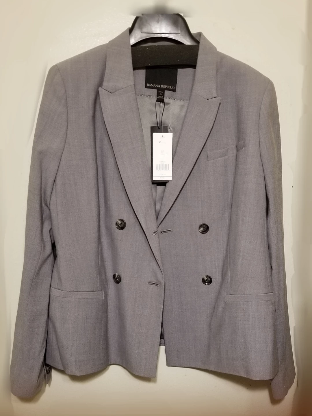 NWT Banana Republic Women's Grey Double-Breasted Blazer ⚽