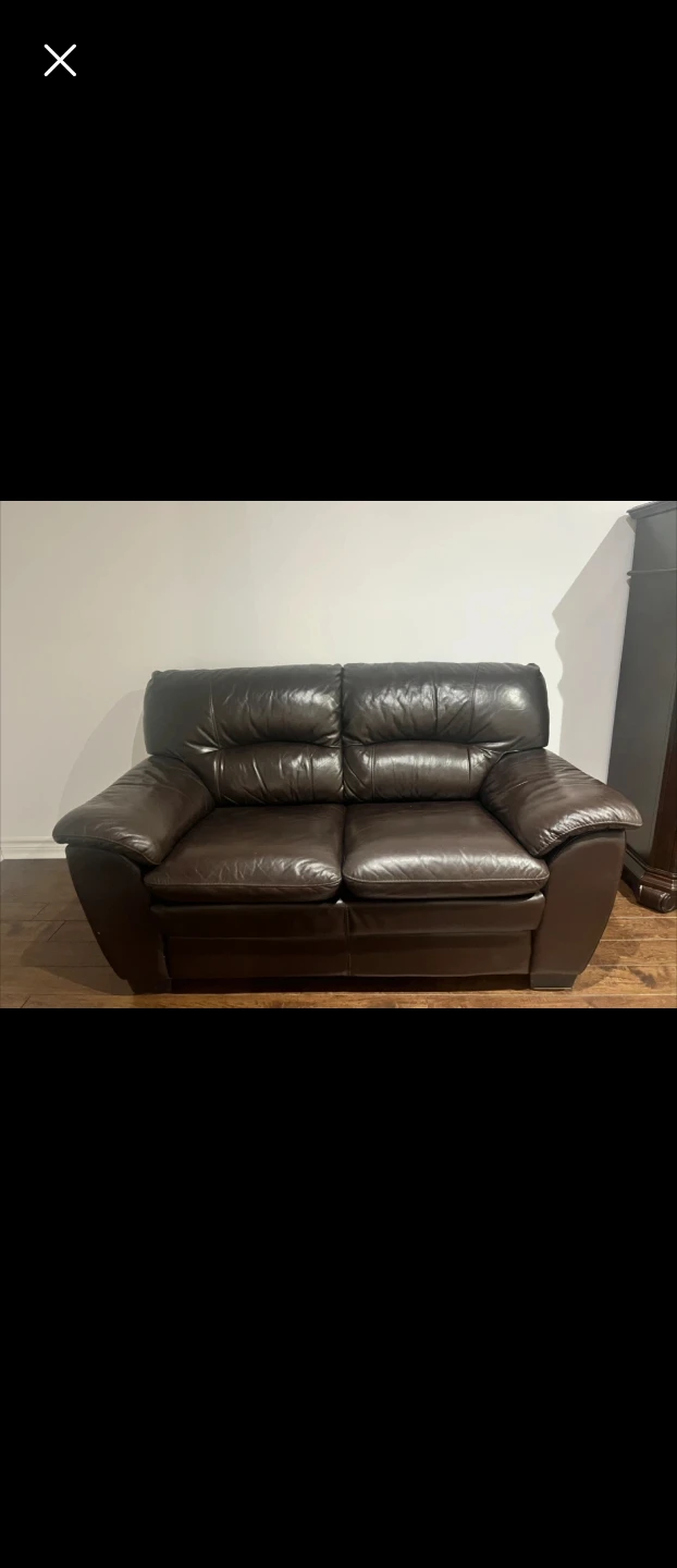 Brown Leather Loveseat Sofa