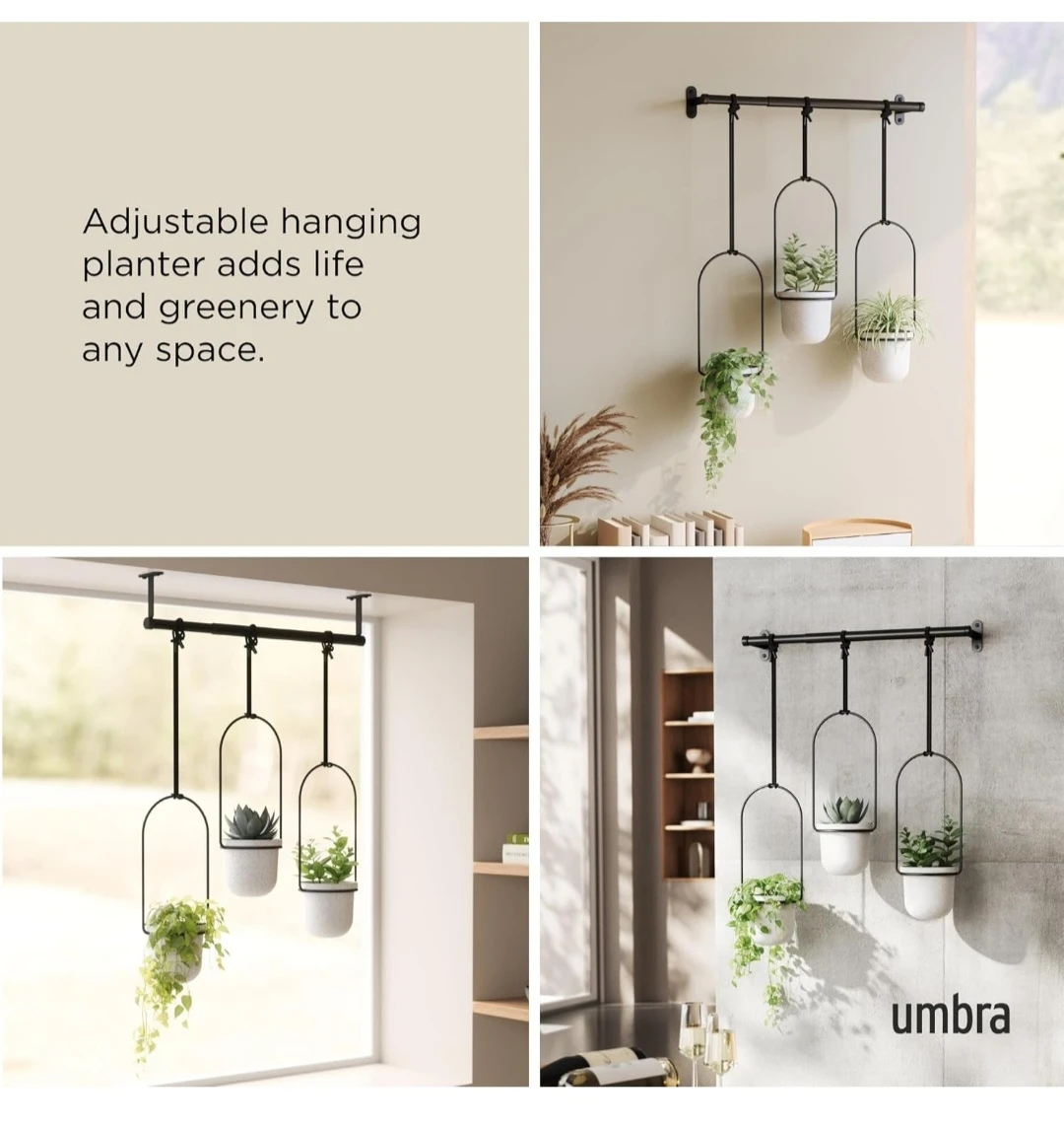 UMBRA Triflora 3 Hanging Planters & Rod...NIB - photo 3