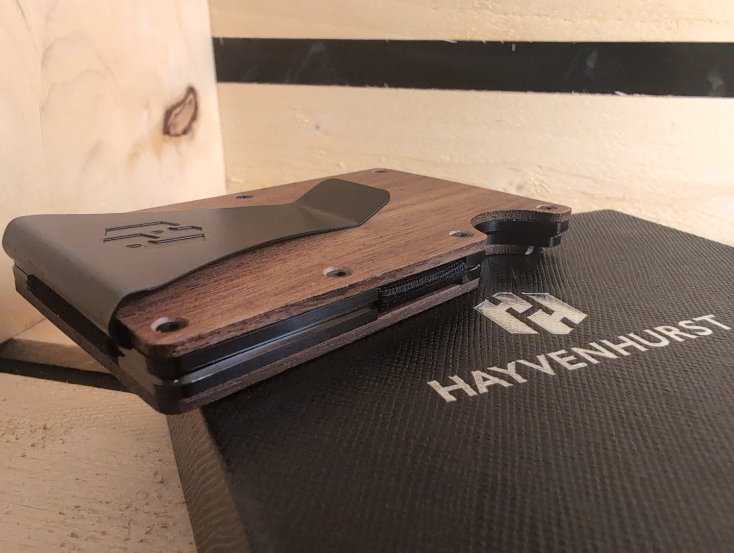 HAYVENHURST RFID Wooden Card Holder Wallet w/Money clip! - photo 3