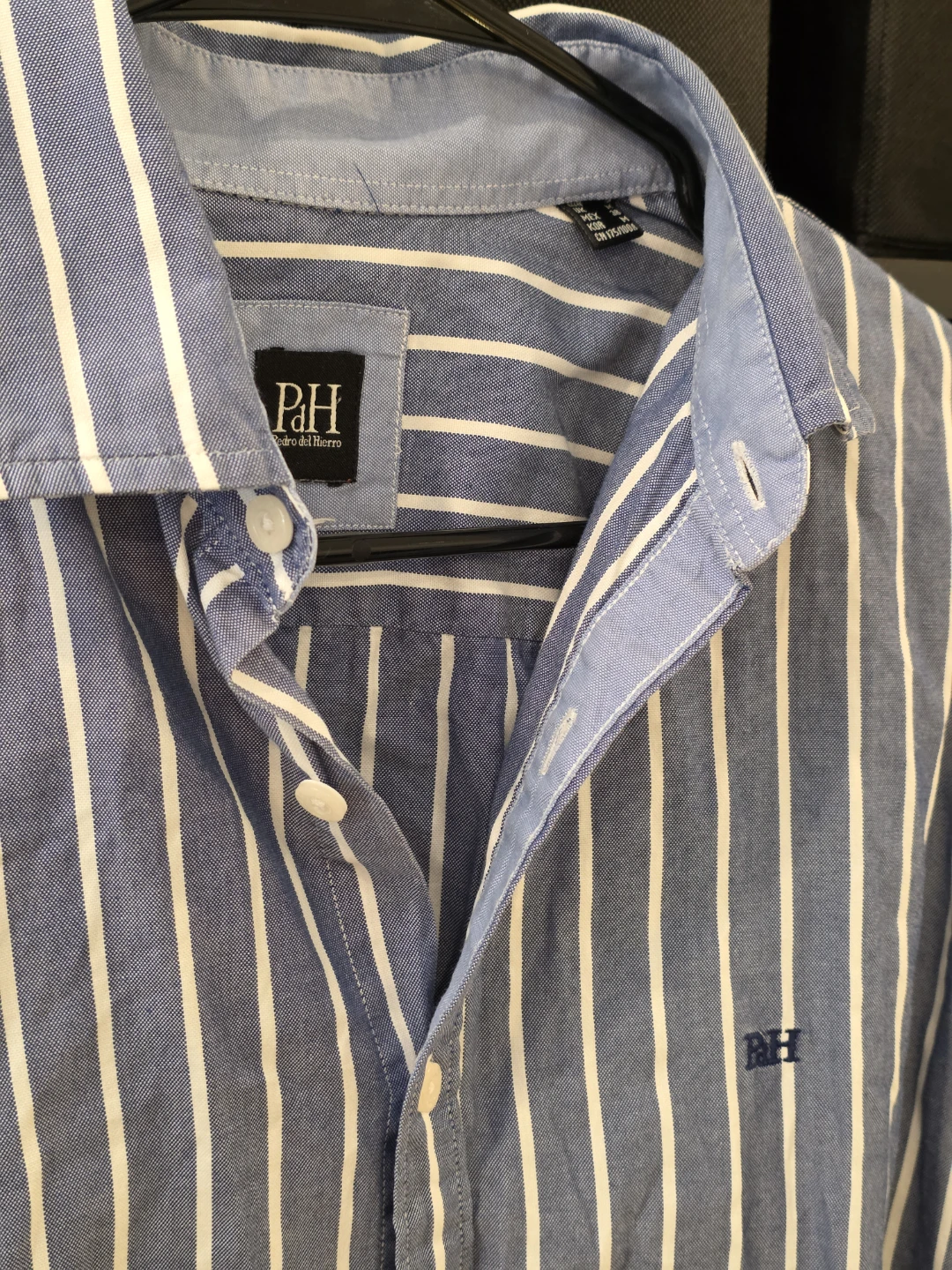 Pedro del Hierro Striped Button-Up Shirt - Blue/White - Size M