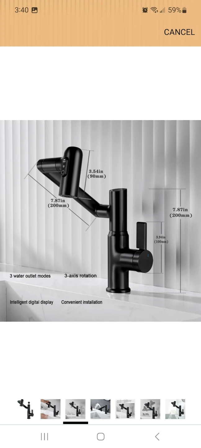 GEOATON Smart Temperature Bathroom Faucet Matte Black - photo 4