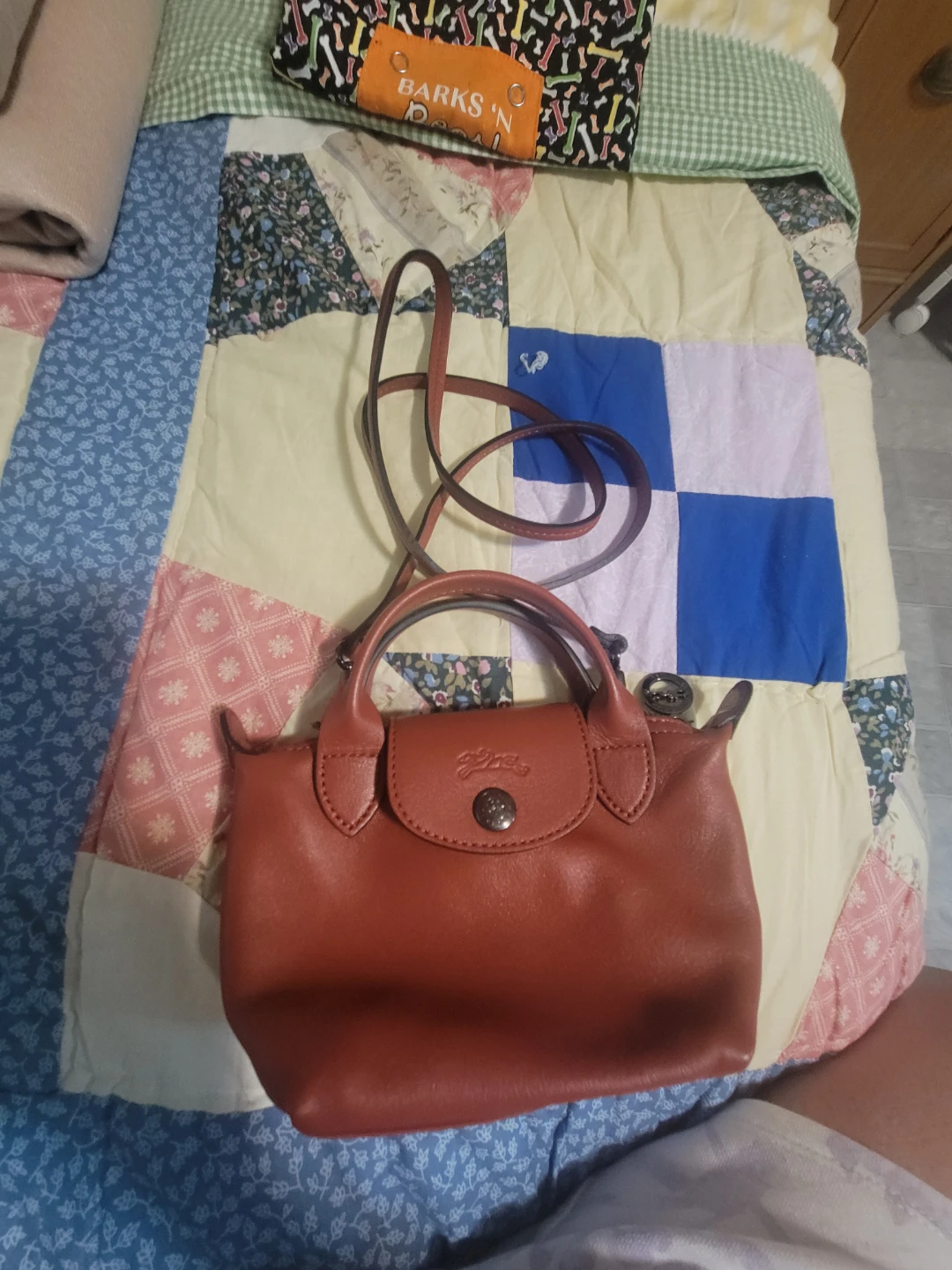 Longchamp Le Pliage Cuir Small Top Handle Bag