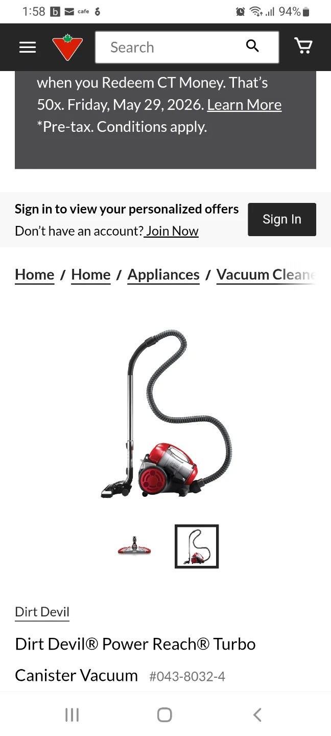 Dirt Devil Power Reach Turbo Canister Vacuum