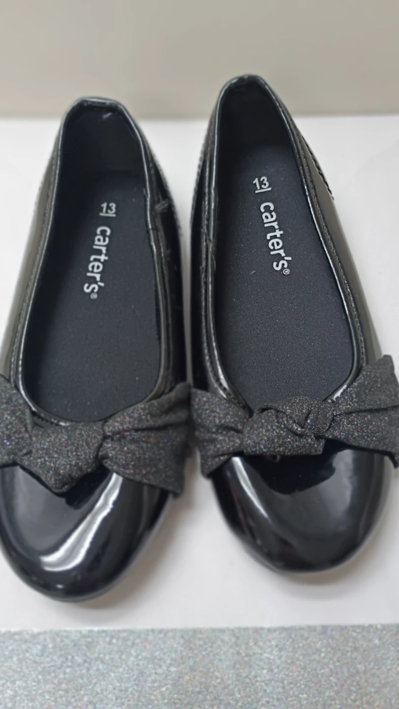 Carter's Black Patent Bow Flats Toddler Size 13