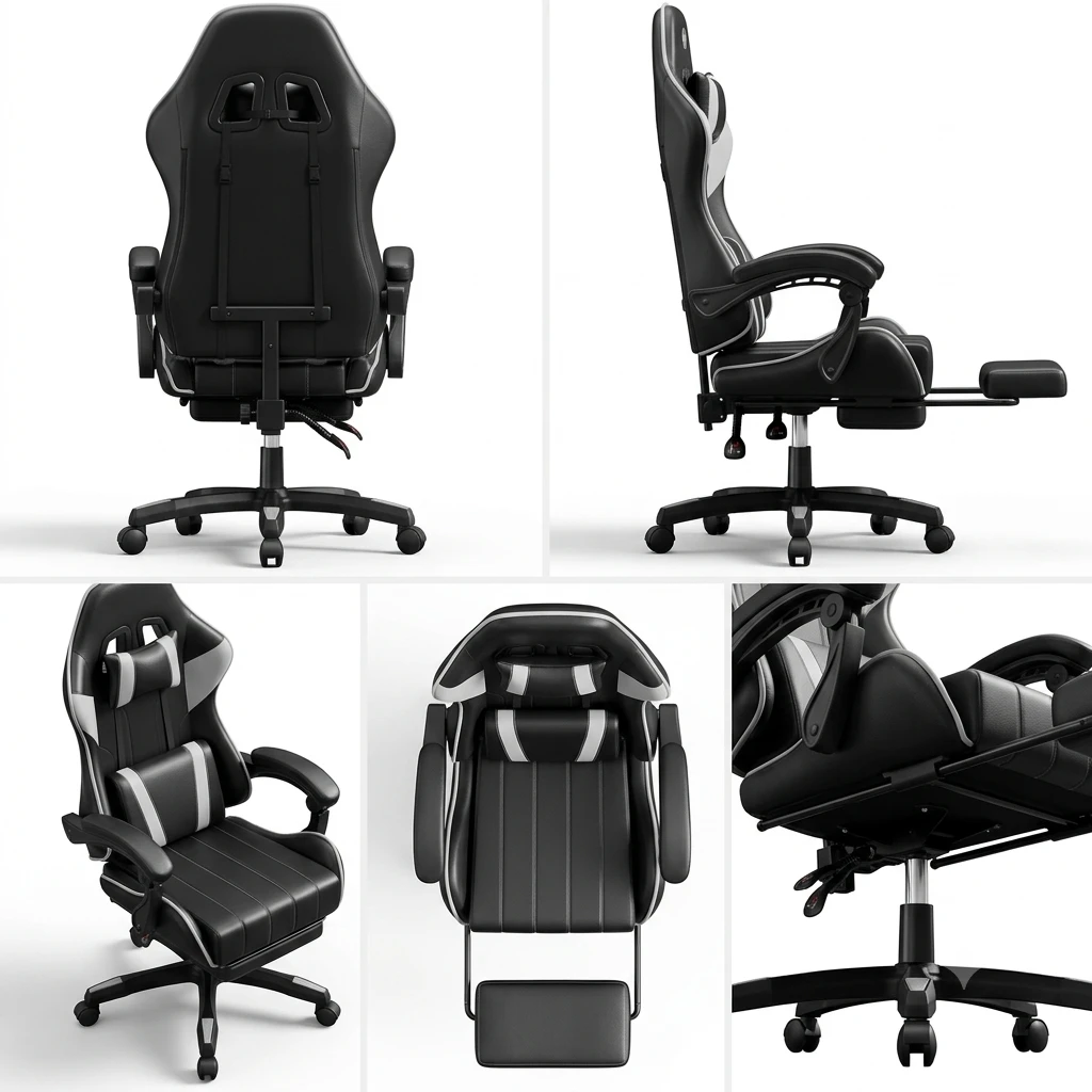 [Box Packed] - Brand New Black Gaming Chair with Footrest - photo 2