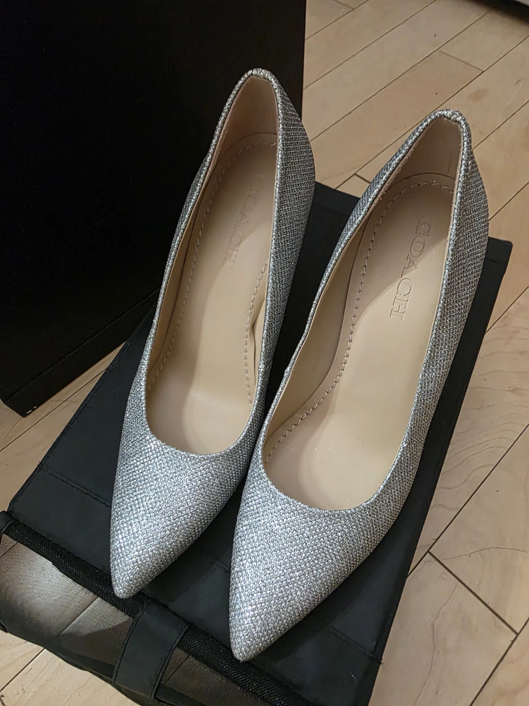 Coach Addie Silver Glitter Heels Size 9 $80 obo