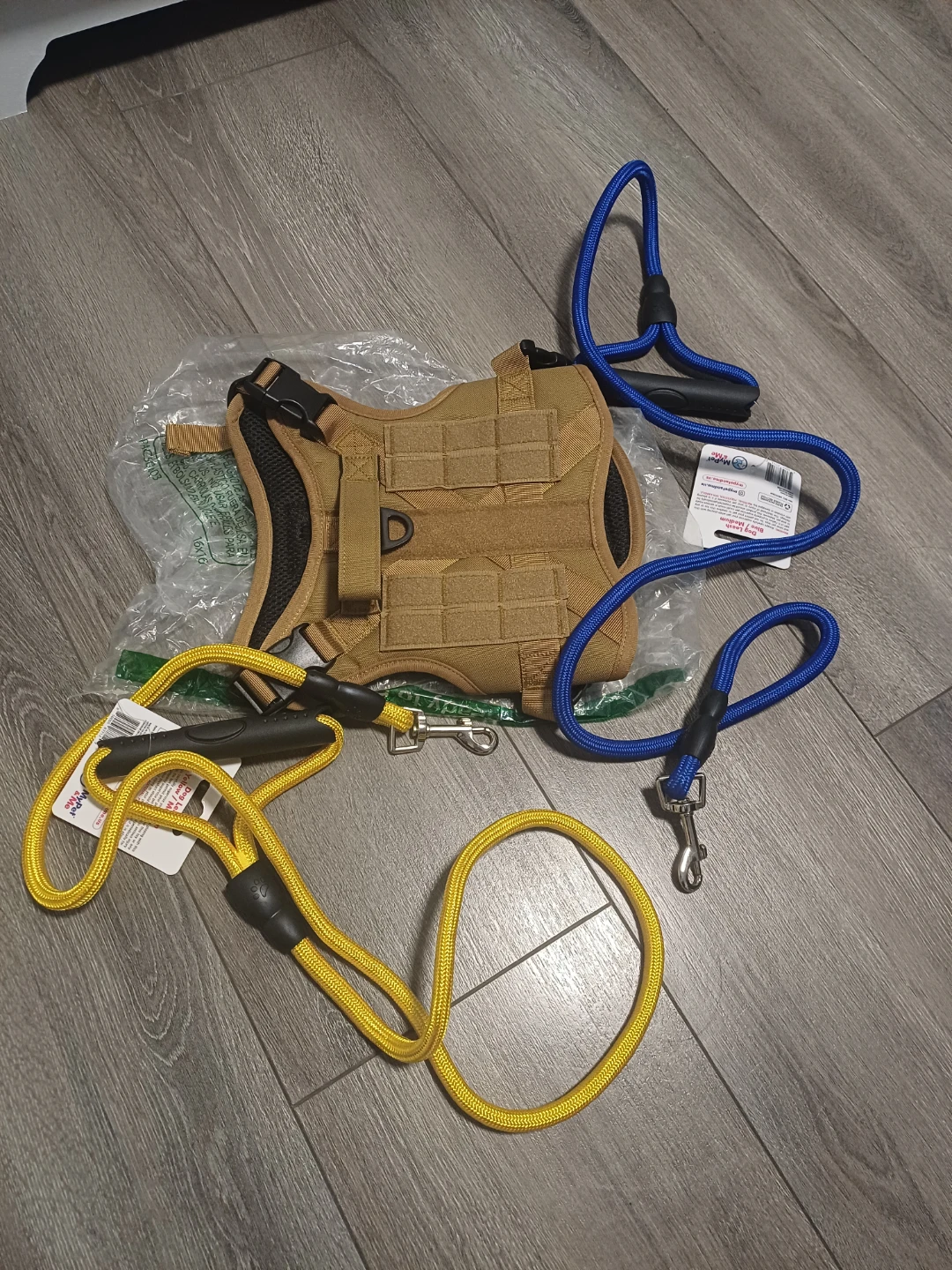 Tactical Dog Harness w/ Free 2 Leash Set (blue&yellow) - photo 2
