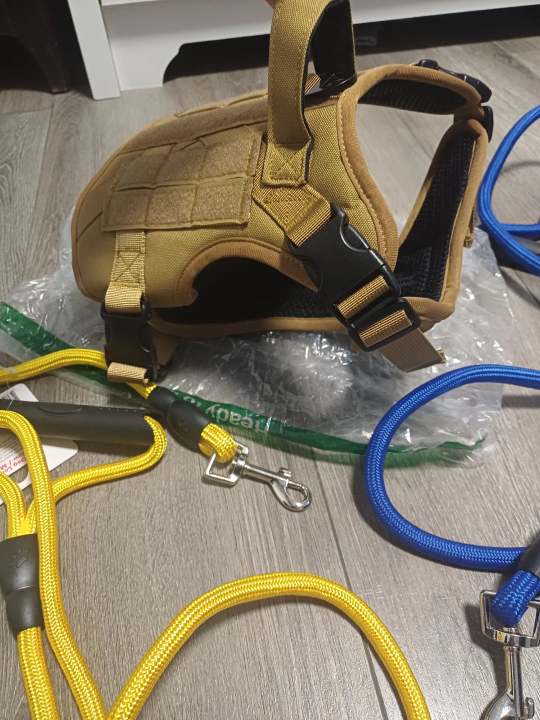 Tactical Dog Harness w/ Free 2 Leash Set (blue&yellow) - photo 4