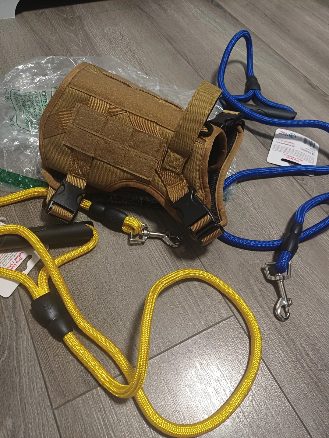 Tactical Dog Harness w/ Free 2 Leash Set (blue&yellow) - photo 5
