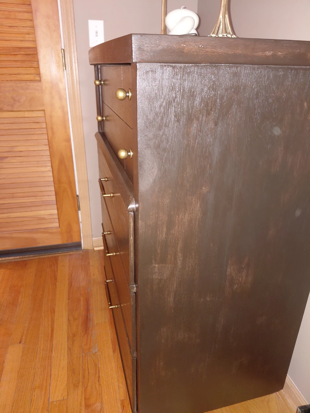 Dark Wood Dresser with Brass Hardware - photo 3