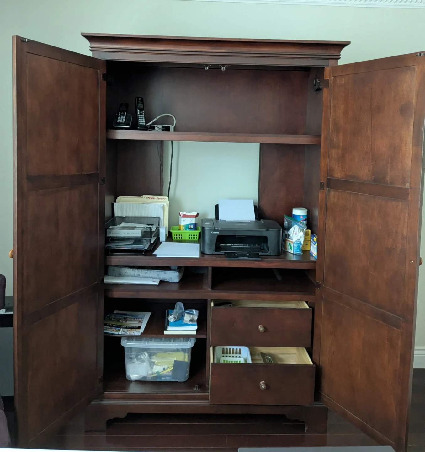 Dark Wood Armoire / Office Cabinet - photo 2