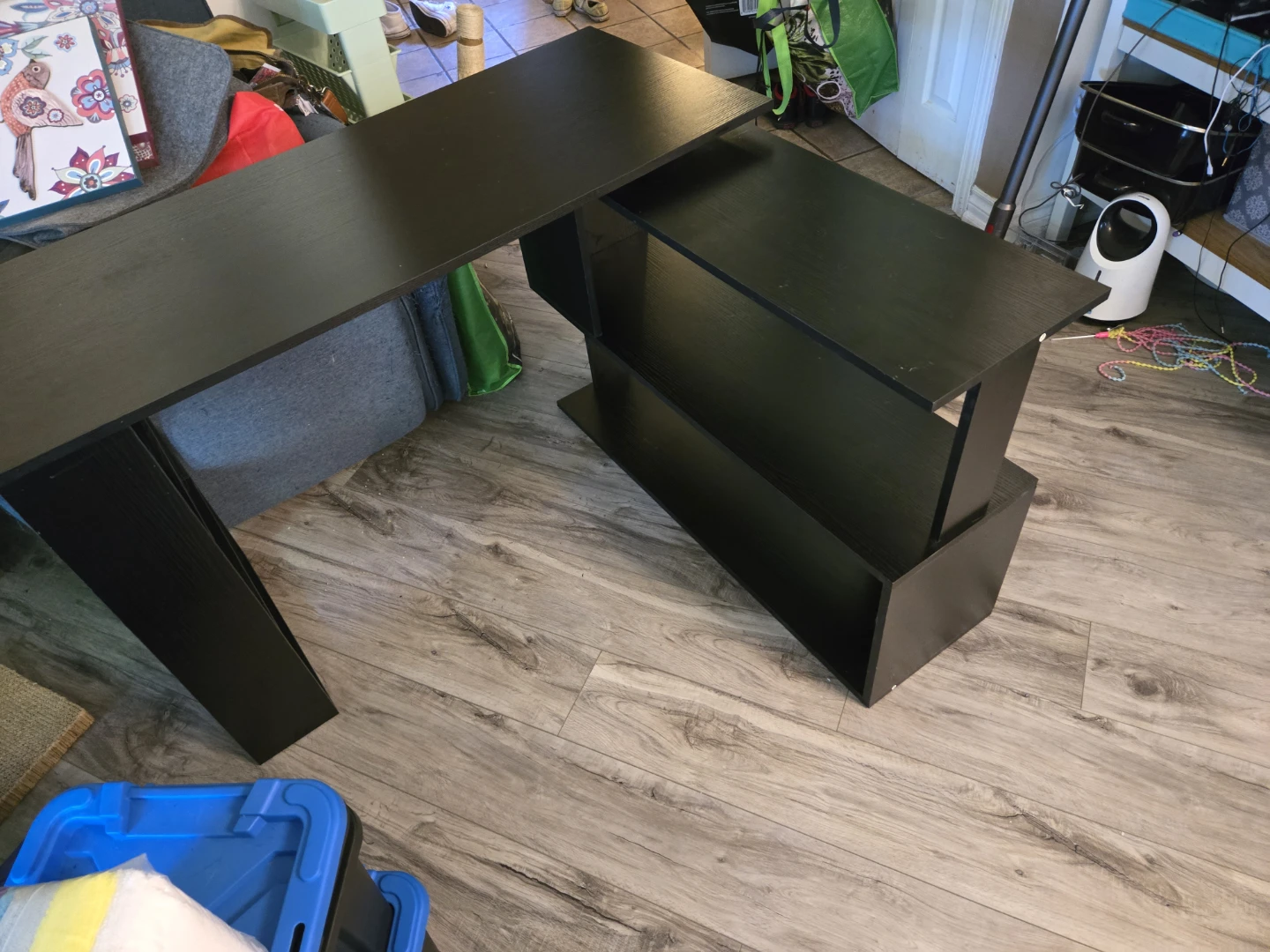 Black L-Shaped Computer Desk with Shelves - photo 3