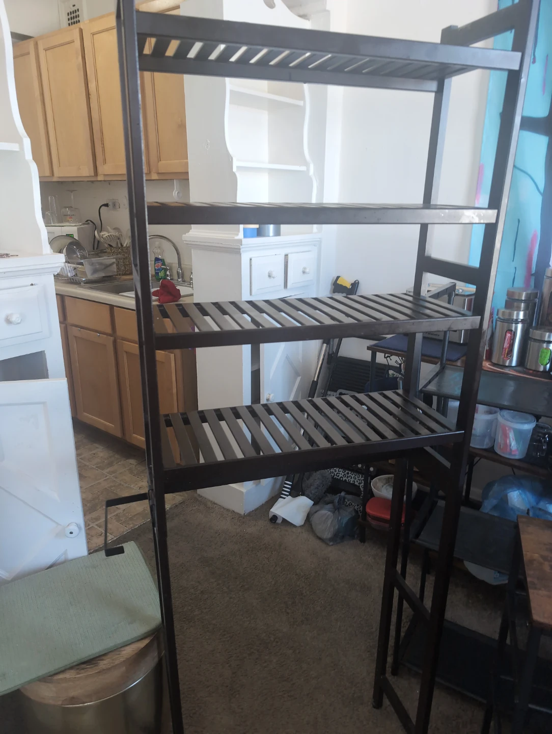 Black Metal Storage Shelf Unit - photo 2