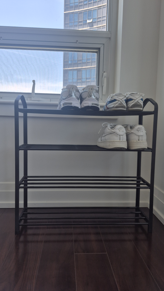4-Tier Black Metal Shoe Rack