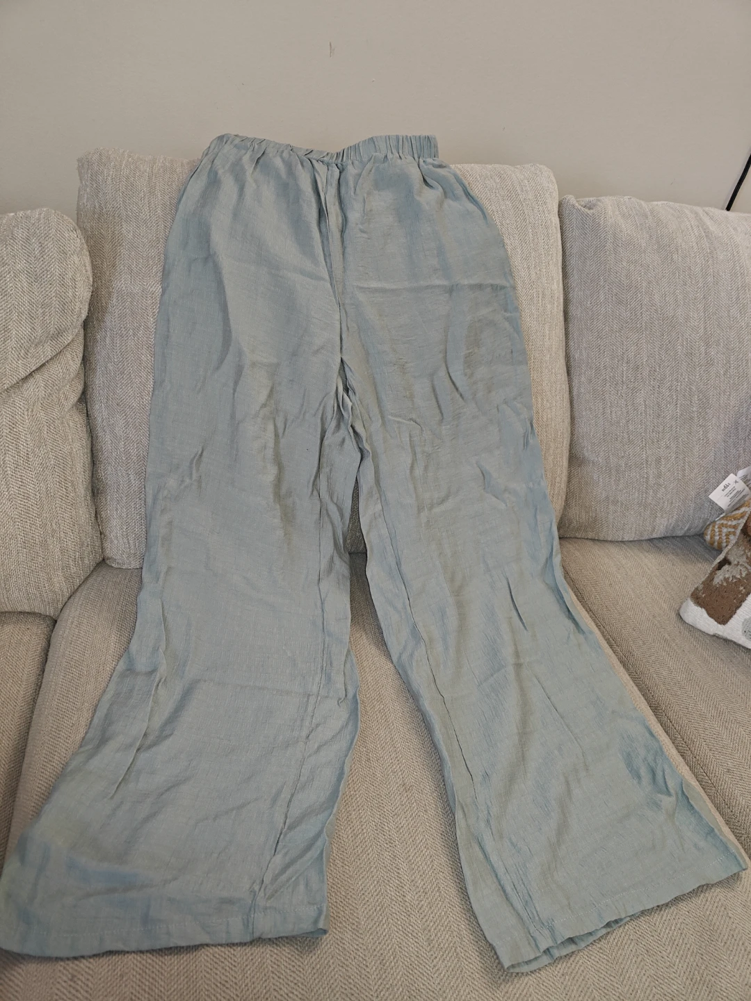 Light Blue Tiered Tunic Top and Wide Leg Pants Set - photo 4