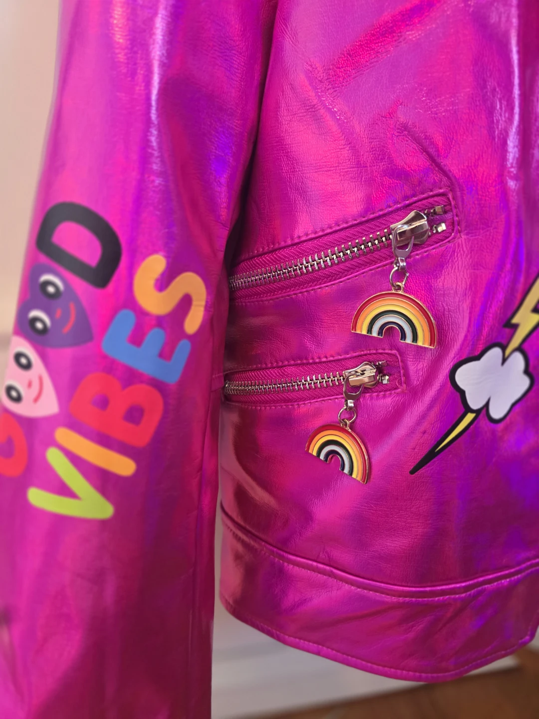 Lola and the Boys Girls Hot Pink Metallic Jacket - photo 4