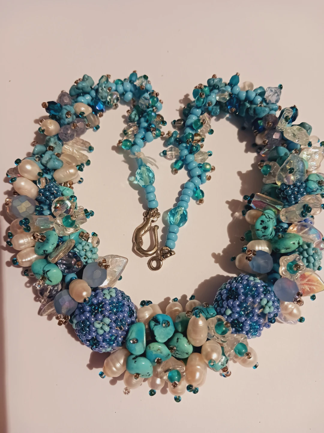 Sterling Silver Turquoise, Freshwater Pearls,&Crystals Torsade - photo 3