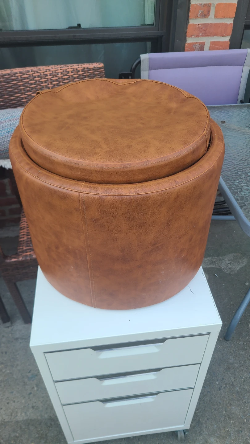 Ornavo Home Round Storage Ottoman - Brown