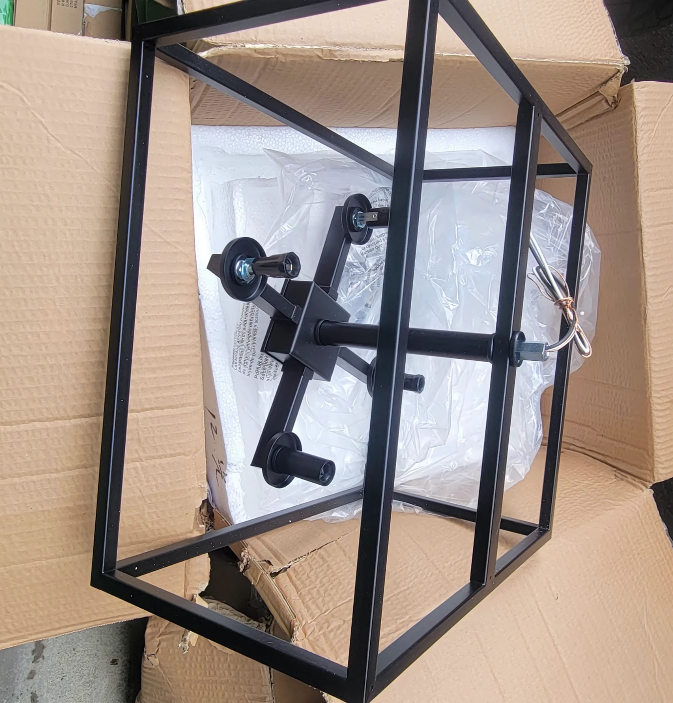 Black Metal Cage Pendant Light Fixture - photo 2