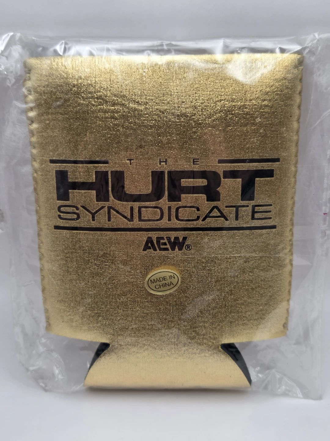AEW The Hurt Syndicate Gold Drink Koozie Can Sleeve NEW - photo 2